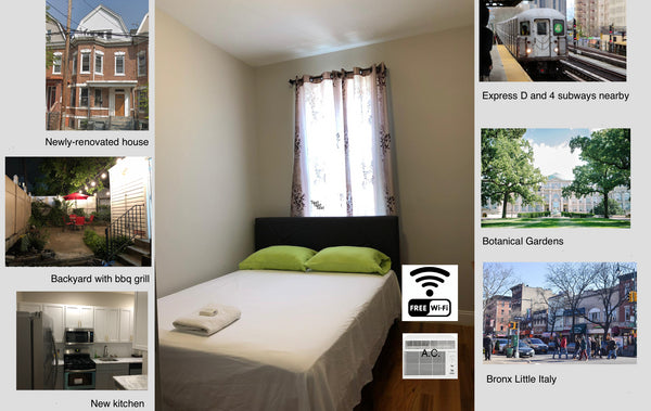 Are you looking for a clean, safe and affordable place in NYC?<br /><br />My roo New York, NY Home in Bronx · ★4.70 · 1 bedroom · 1 bed · 1 shared bath Private room in home vacation rental 36571835