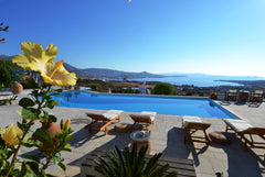 On the island of Paros, Greece, with an amazing view of the Aegean Sea, we offer Greece Seaview Villa Aperado +swimming pool+tennis court Cycladic home vacation rental 16339566