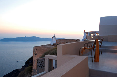 Perched on the cliff-side nearly 400 meters above the sea. Ikia Kriton is tradit Athens, Greece Panoramic Caldera House Cycladic home vacation rental 48414139