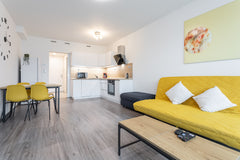 We are offering an one bedroom apartment with fully equipped kitchen corner. In  Prague, Czechia Yellow apartment with PARKING Entire condo vacation rental 53123394