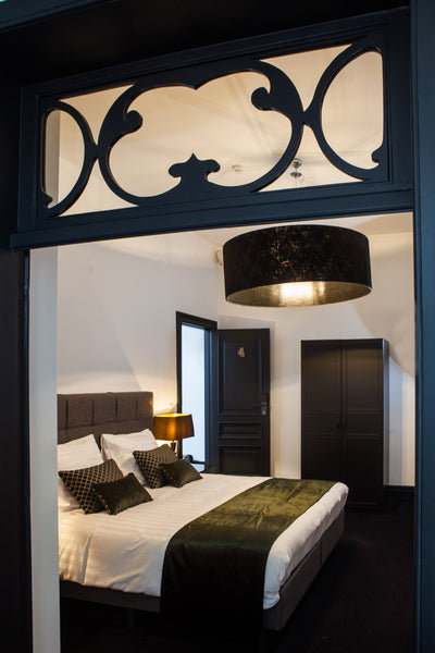 An elegant bedroom with an en-suite bathroom, this room is still equipped with i  B in Antwerp-your luxurious getaway in Antwerp! Room in hotel vacation rental 38281744