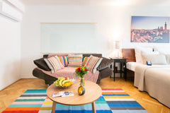 Brew a pot of French press coffee in an updated kitchen. Unlatch pairs of window Prague, Czechia Charming and Spacious Old Town Apartment Entire serviced apartment vacation rental 20278805