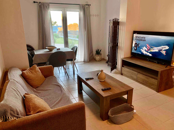 Estia is a ground-floor 60sq luxury apartment with 2 bedrooms, kitchen, living a Greece Estia-Ground floor apart. on the beach of Lachania Entire rental unit vacation rental 39211062