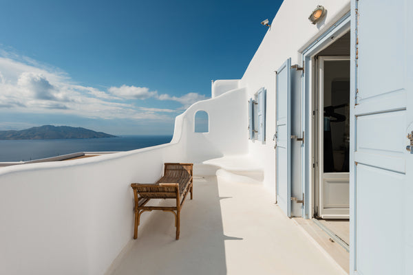 This house was built with a Cycladic architectural style. Walk under the wood be Mikonos, Greece Ocean Views From an Upscale Home Cycladic home vacation rental 13287256