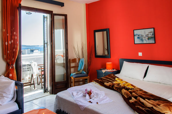 Our cozy red room 20 sq/m is in the beautiful part of the village, 1km from the  Adamantas, Greece Beautifull Triple room/sea view in Christina rooms Room in aparthotel vacation rental 17361263