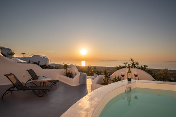 Facing the infinite blue of the Aegean and the beautiful rural landscape of Sant  Deluxe Cave Suite | Jetted Tub | Sea & Sunset View Room in boutique hotel vacation rental 50429987