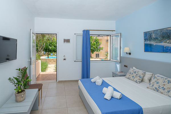 Hotel Calypso is an iconic and family friendly hotel located in the village of t Rethimnon, Greece Calypso - Standard Room with Garden and Pool View Room in hotel vacation rental 45487671