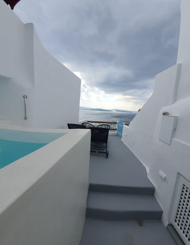 Luxus VIP Suites are located in the center of Oia Village right in front of the   Grand Blue Dome Cave Suite, Hot Tub & Caldera View Private room in bed and breakfast vacation rental 53124380