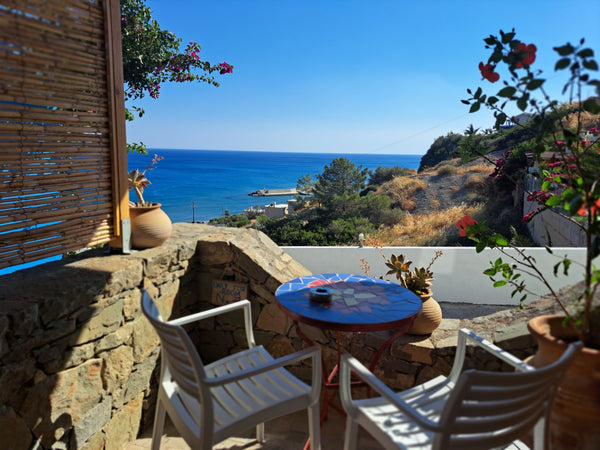 The Apts are in the quiet Kastri with a panoramic view of the libyan sea. <br /> Heraklion, Greece PANORAMA ARTS(7)-garden and panoramic sea view Entire rental unit vacation rental 14990003