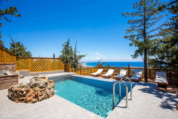 Situated on a hill, amongst the pines, the wooden Costa Hilltop Villa offers a u Greece Costa Hilltop sea view Villa with private pools Entire villa vacation rental 50911686