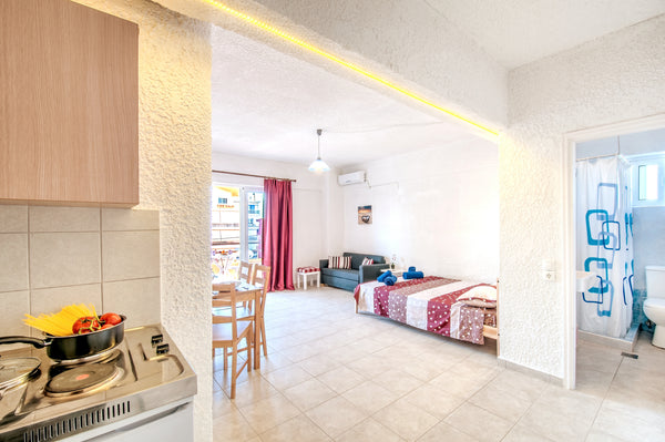 The studio has a double bed<br />Also a double couch bed (width 118cm)where can  Koskinou, Greece Ialysos Center Cosy Apartments Aquarius Entire rental unit vacation rental 14377896