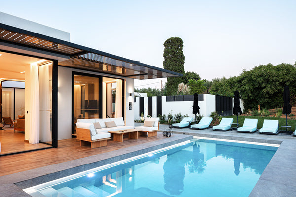 Physis Metal & Wood are luxury ensuite 4 bedroom each, bungalows, located in Pig Rethimnon, Greece 2 Luxury Bungalows Walkable to Amenities! Entire villa vacation rental 715618400919625526
