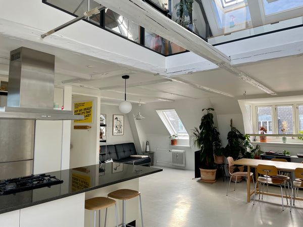 Our home has an open space living area on the bottom floor, with a floating kitc Copenhagen, Denmark Designer's dream loft in vibrant neighbourhood Entire loft vacation rental 36965766