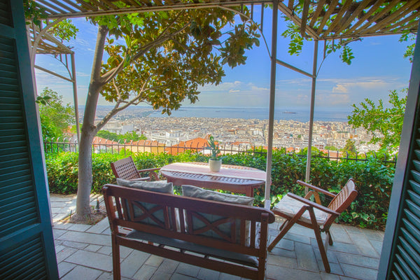 An elegant 1-bedroom apartment offering breathtaking, 180 degree panoramic views Greece Ano Poli stay with private terrace and view Entire home vacation rental 50746226