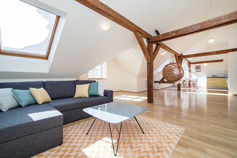 Brand new refurbished and designer-furnished apartment, 143 m2, 4th<br />floor w Prague, Czechia Air-conditioned 2-bedroom attic loft with terrace Entire loft vacation rental 20957555