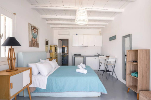Typical Cycladic apartment with private balcony and a small kitchen area fully e Civitavecchia, Italy Fanari studio 1 with panoramic pool Entire rental unit vacation rental 35902451