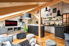 Warm industrial loft you simply can´t miss. Newly launched after complete attic   Warm industrial. Best Neighborhood A/C & NETFLIX! Entire rental unit vacation rental 42789622