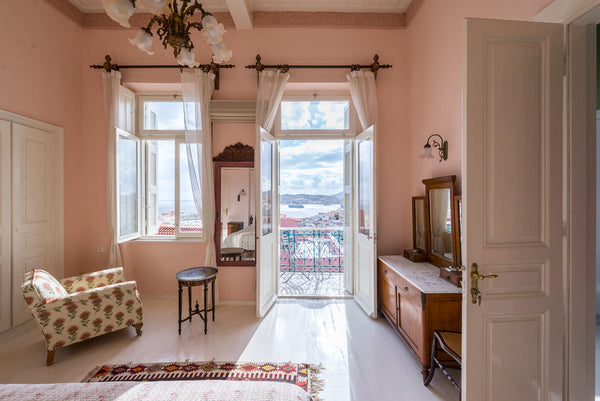 A room with a balcony with fabulous sea views, in a listed neoclassical mansion, Finikas, Greece Villa Maria-Syros,Narkissos Private room in rental unit vacation rental 13475562