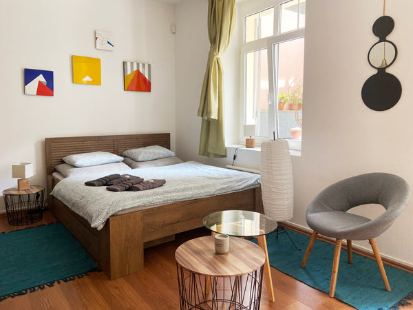We fell in love with the cozy and quiet ground floor space in Břevnov Street nea  Studio with terrace next to Prague Castle Entire condo vacation rental 52382181
