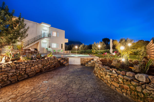 Guests have access to a  big yard with  lawn and flowers  in front of the villas Chania, Greece Upstairs 120sq apartment for 5 persons with pool Entire villa vacation rental 6258099