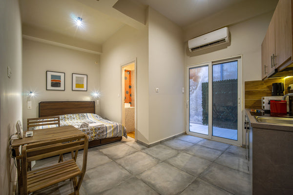 Welcome to our space! Recently renovated and stylishly decorated, this studio of Athens, Greece Cute studio in Gyzi with private garden terrace Entire rental unit vacation rental 54099798