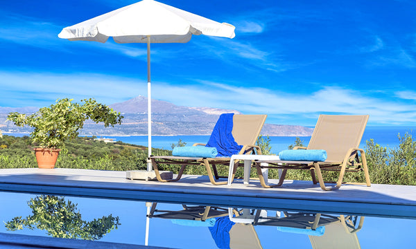 High on the clifftops of Cretan sunset paradise, emerges gleaming a bright, sea  London, United Kingdom Cretan Family Villa Heated Pool Entire villa vacation rental 43567177