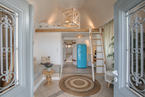 A 42m² Suite with Terrace with a 27 m² terrace. It is situated on the 1st floor  Naxos, Greece Archetypo "Byzantine Suite" loft bed and terrace Room in serviced apartment vacation rental 32308352