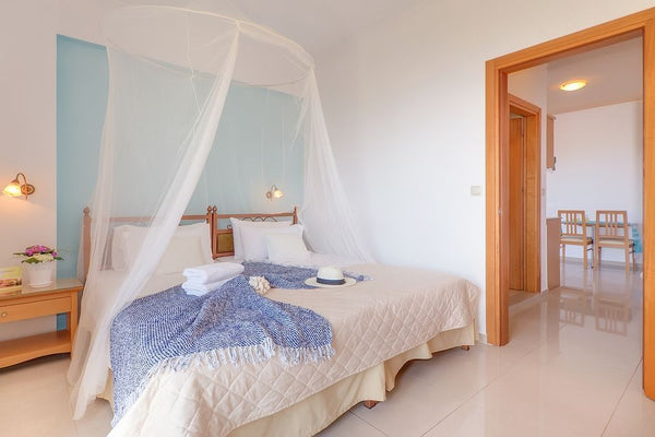 The One bedroom apartments occupy a 40m2 surface  each and they can host up to 3 Malia beach, Greece Deluxe One bedroom apartment Side Sea View Shared Pool +BB Room in hotel vacation rental 21019353