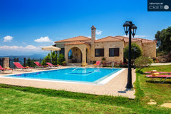 From the main entrance the living room With 2 sofas and the coffee table welcome Chania, Greece Countryside Villa In Polemarchi Entire home vacation rental 21143502