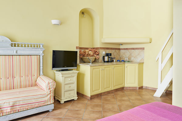 Comfortable 35 m² studios for 1–4 persons offer a pretty bedroom with a double b Greece GUESTHOUSE LILA Blue&yellow studios2-4persons Room in aparthotel vacation rental 24774831