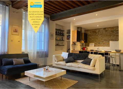 ⭐️ LA SUITE LYONNAISE ⭐️ est un grand studio, rénové avec cachet : en plein cœur Lyon, France 🦁 LA SUITE LYONNAISE ⭐️ 48m²  au cœur des pentes Entire rental unit vacation rental 39273510