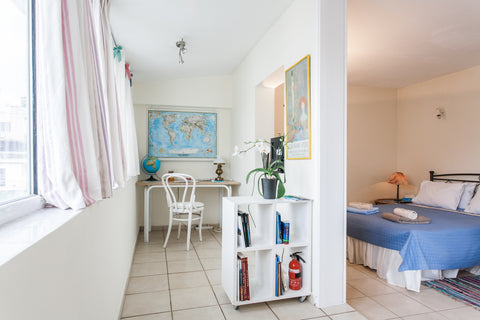 6th floor sunny studio (25m2) with almost private terrace, ideal for students &  Athens, Greece Sunny studio with terrace Entire rental unit vacation rental 23212357