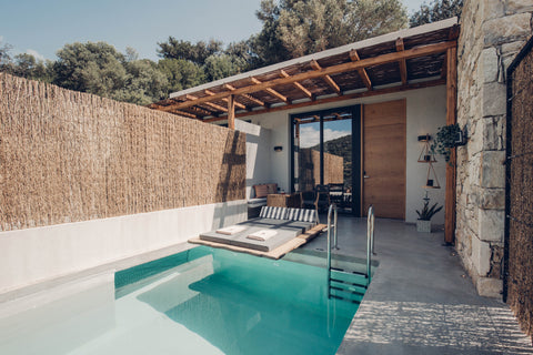 A luxury 27sqm Suite with a private pool and spacious  balcony where you can enj Greece Junior Retreat with Private Pool & mountain view Room in hotel vacation rental 29409832