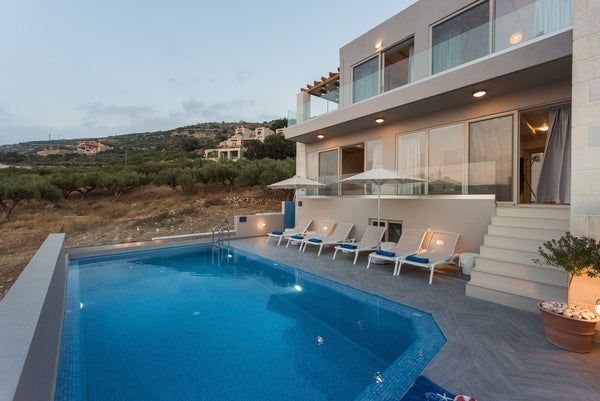 Panoramically set on a hill with breathtaking sea views and a beautiful sunset,   5-bdr Villa with Private Pool&Sea Views by Delfus Entire villa vacation rental 714900825425380002