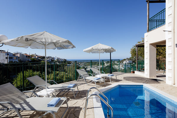 This modern 140sqm detached luxury villa on a 400sqm plot is located in Kyrianna Rethimnon, Greece Villa Mahin with pool and sea view Entire villa vacation rental 619948536613664000