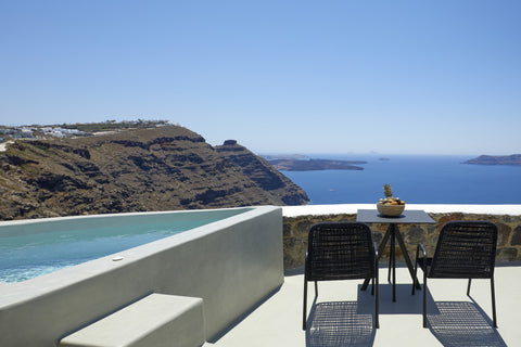 The Grand Honeymoon Villa, located in an elegant private Santorini “Caldera View Akrotiri, Greece Grand Honeymoon Villa with Hot Tub & Caldera View Entire villa vacation rental 48152020