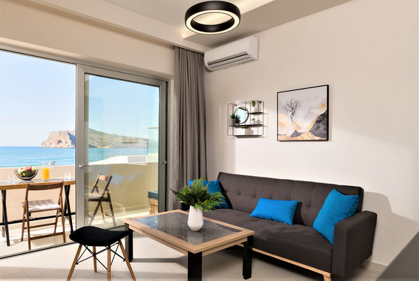 A brand new 1st floor beachfront apartment with two bedrooms, combined with a gr  Just Creta Beachfront apartment Νο 3 and a Studio Entire condo vacation rental 49925353