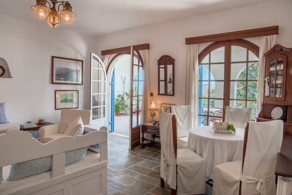 The peaceful house has a traditional Cycladic architecture and is located at Lam Athens, Greece White and Blue Serenity House in Lamyra, Andros Cycladic home vacation rental 33173353