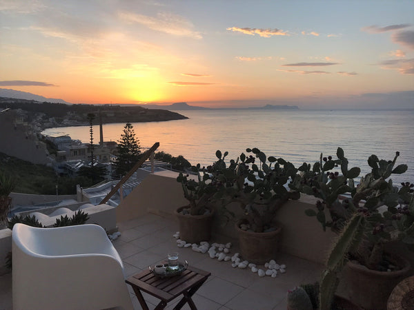 With panoramic view of the Cretan Sea & unforgettable sunsets, apARTment of 38m2 Rethymno, Greece apARTment & café, 2 terraces, panoramic SEA VIEW Entire rental unit vacation rental 17827335
