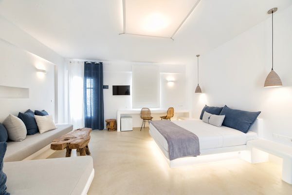 This spacious (36m2) air-conditioned Suite features queen size bed with comfort   Anna Platanou DeluxeSuite SeaView-OutdoorJacuzzi Room in boutique hotel vacation rental 27957586