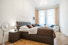 This spacious sunny room with a king-size bed, high-quality one-piece mattress,  Hlavní město Praha, Czechia Golden sunshine in the morning - Wenceslas sqaure! Private room in serviced apartment vacation rental 49982740