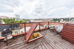 Make your holiday in our beautiful duplex flat with a unique layout, hosted by p Prague, Czechia Charming Duplex Apartment · Super Terrace · AC! Entire serviced apartment vacation rental 24072293