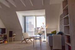Our bright apartment has 5.5 meter ceilings with skylights in the kitchen/living Copenhagen, Denmark Bright Apartment with Balcony, Elevator, Location! Entire condo vacation rental 50702712
