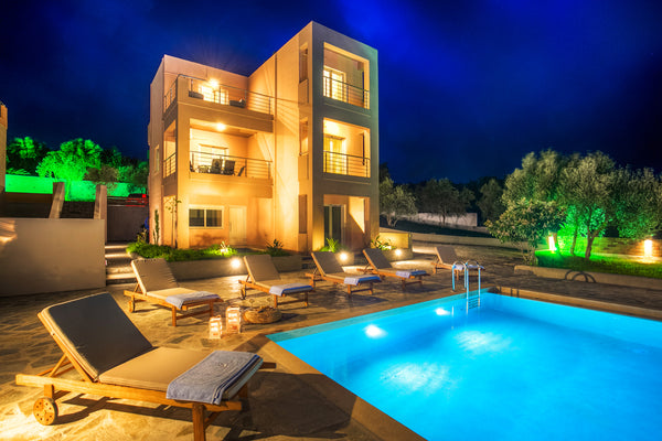 Standing on a hillside slope with a magnificent unblocked view, our luxury villa Greece Mimis Villa with prive pool nr Kalyves & Almyrida Entire villa vacation rental 5421502
