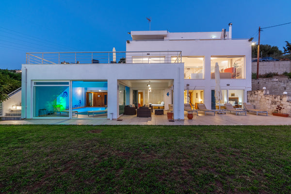 Combining the highest standard of comfort and luxury, this villa provides elegan  White Blue Spa Pool Luxury Private Villa Heraklion Entire villa vacation rental 17489974