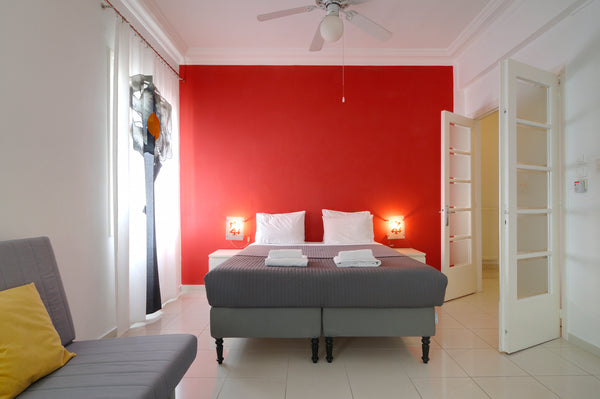 Luxury apartment rentals in the heart of Athens with hotel amenities, in a quiet Athens, Greece OliveTree🫒Design studio W/ Balcony|Garden🪴Laundry Room in aparthotel vacation rental 40483242