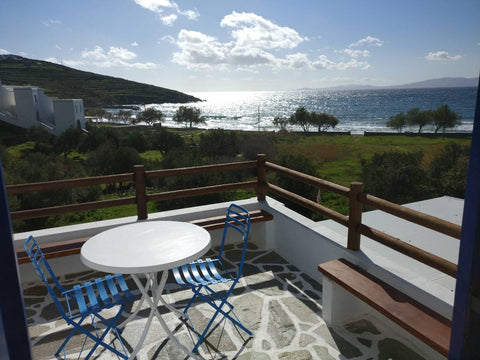 A traditional house in Agios Romanos beach just forty meters from blue crystal w  Wonderful views of Aegean sea Cycladic home vacation rental 24774980