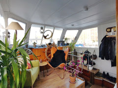 The classic wooden yacht 'Fontaine' built in 1961 in France now resides in Chris Copenhagen, Denmark Cabin and kitchen in yacht at city center Private room in boat vacation rental 698481912256969547