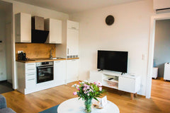 The apartment has a spacious living room with a kitchen, one bedroom, a bathroom Vienna, Austria New Apartment Top 2 Entire rental unit vacation rental 53194438