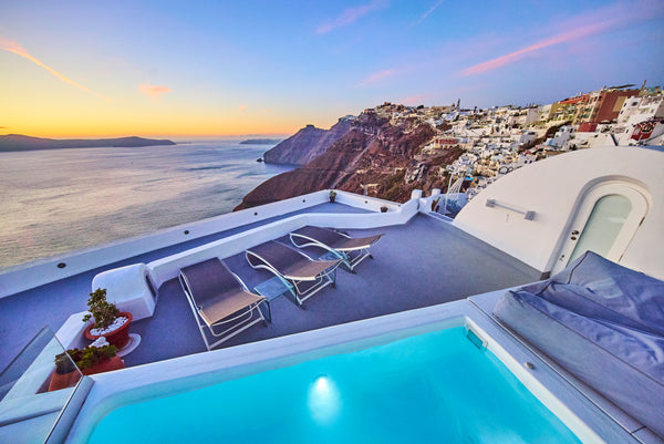 This luxury villa has the best location and feature specious terraces with famou  Three bedroom Villa with  two Caldera View Jacuzzi Cycladic home vacation rental 11902600